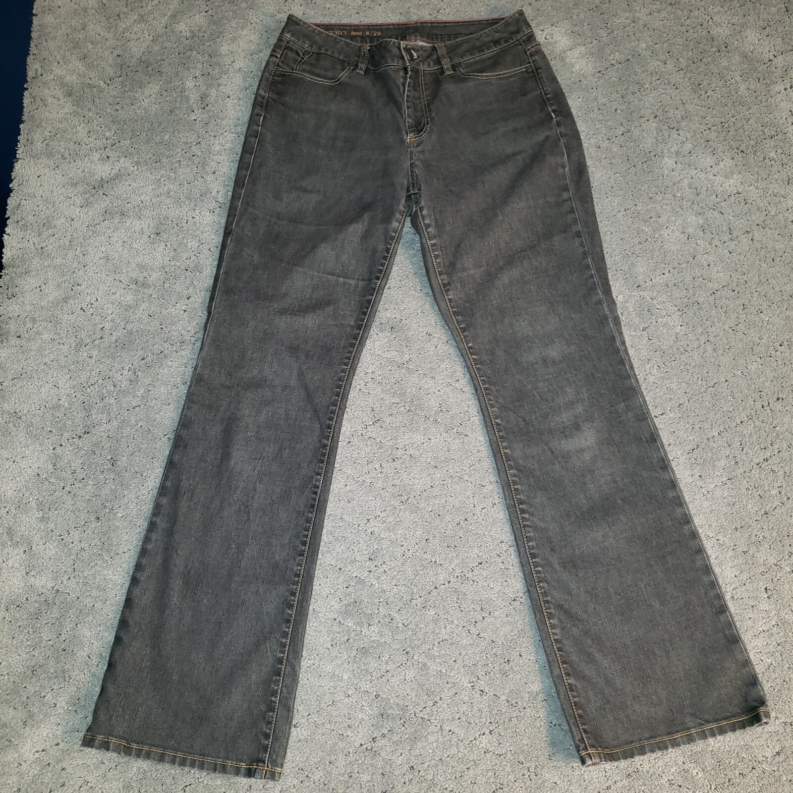 Talbots Jeans Womens 8 Black Curvy Boot Faded Bootcut Mid Rise Stretch Denim
